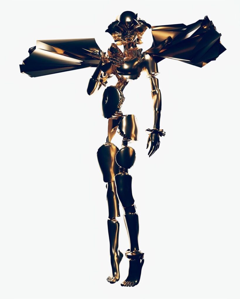 Golden femminine digital cyborg; a digital transformation of the body of Jazzelle Zanaughtti